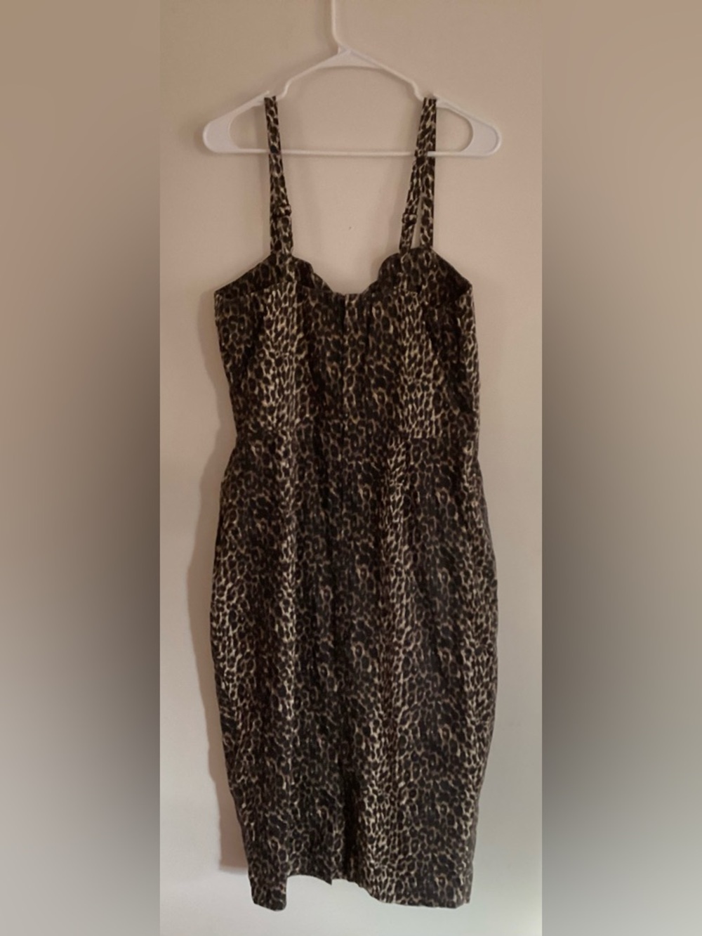 Vixen by Micheline Pitt Sweetheart Woven Wiggle Dress Leopard Print Size XL - Picture 6 of 8
